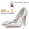 مع Box Red Bottoms Heels المصممون High Heel 8cm 10cm 12cm Dress Shoes Suitureys Pump Platfor