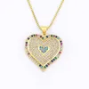 Pendant Necklaces Nidin Arrival Romantic Heart Shape Colorful Color Cubic Zirconia CZ Lucky Wedding Jewelry Party Gifts Necklace
