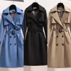 Löst långa eleganta bältesjackor Dubbelbröst casual Coat Fashion Spring Winter Trench Coats England Kvinnor Windbreaker 24FJ7