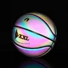 PU Basketball Reflective Ball Glow Basketball Herrkvinnor Training Ball Outdoor Indoor Ball Glowing Luminous Basketbol Gift 240127