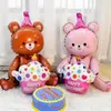 Decoração de festa 4D Urso Folha Balão Bebê Aniversário Po Adereços Desenhos Animados Filme de Alumínio Balões Feliz Chuveiro