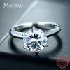 Cluster Rings 3Ct Modian 2024 925 Sterling Silver Ring Clear Six Claw Cubic Zirconia Fashion Wedding Engagement Classic Jewelry For Women