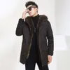 Vinddesigner Winter Parker Mens Mid Length Mink Coat med amerikansk tvättbjörn päls krage huva mpj5