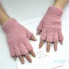 Gants chauds d'hiver en peluche épais, plus mitaines en velours sans doigts pour femmes et hommes, gants en polaire demi-doigt pour filles