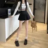 Skirts Lucyever Spring Summer Black White Pleated Women High-Waisted Anti-Glare Mini Skirt Womens Y2K Streetwear Jk A Line