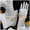 Set di bracciale in oro e collana di perle da donna di design di lusso semplice amore cuore lettera fiore vintage matrimonio consegna goccia Dh1Km