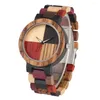 Orologi da polso Orologio in legno per uomo Moda Orologio a fascia colorata Quarzo da uomo Orologi semplici in legno Orologi Relógios Masculino