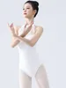 Bühnenkleidung Ballett-Tanz-Trikot für Damen, weiß, ärmellos, Tanz-Overall, Erwachsene, Eleganz, tägliche Übungskleidung, Yoga