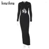 Sukienki swobodne Hawthaw Women Autumn Long Rleeve Sexy Party Club Bodycon White Dress 2024 Fall Female Ubrania Hurtowe Przedmioty Drop