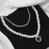 Pingente colares umka vintage link corrente coração colar feminino feminino 2024 moda pérola para mulher jóias presente