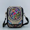 Vintage kinesisk nationell stil kvinnor väska etnisk axel väska broderi boho hippie tassel tote messenger175d