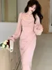 Casual Dresses 2024 Autumn Women Fashion Elegant Puff-Sleeve Midi Corset Evening Prom Female Party Lady Clothes Vestdios