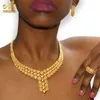 Nigeriaanse Bruiloft Sieraden Set Vergulde Dubai Afrikaanse Chokers Ketting Oorbellen Ringen Mode Bruids Sieraden Sets Voor Vrouwen 240123