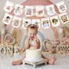 Joymemo Boho Rainbow 1st Birthday Party Decorations Po Banner Född till 12 månaders födelsedag Banner Girls Boho Party Supplies 240124