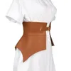 1PC Irregular Pu Leather Belts Long Wide Punk Style Skirt Dress Coat Elastic Waistband Women Fashion Black Brown Corset Belt 240122