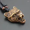 Anhänger Halsketten Großhandel 12PCS Herrenschmuck Tribal Stil Wolf Kopf Halskette Amulett MN374