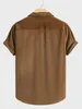 Menowe koszule Otwartej Teksturowane dla mężczyzn Koszula z krótkim rękawem z przednią kieszenią letnią streetwear Solidne topy Z5096506 230614