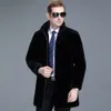 Winter Designer Mink Fur Coat for Mens Casual Haining Leather Jacket Long 0MKR