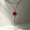 Naszyjniki wiszące 2024 Korea Rose Flower Chokers Naszyjnik Czerwony Szklany Kamień dla kobiet Prezenty z biżuterią mody Y2K Akcesoria