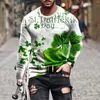 T-shirts pour hommes Slim Fit pour hommes St Patrick's Day col rond à manches longues décontracté vacances petit haut manches automne