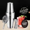 Mélangeur à cocktail Shaker Set 4pcs Boston Shaker Boîtes Barman Kit 18oz 28oz Boisson Mixte Shaker Passoire Double Mesure Jigger 240124