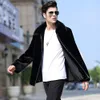 Designer Baojia Mink Coat Mid Length Mens Fur Grass with Real Leather and Wool TIZB