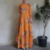 Etniska kläder 2024 Dubai Turkiet Maxi Sundress Zanzea Women Vintage Floral Printed Abaya Hijab Dress Muslim Islamic Robe Loose Dresses