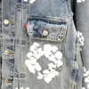 Manteau en denim à motif floral pour hommes Wash Blue Femmes Bouton Lettres Chemises Femme Designer Vestes S-XL