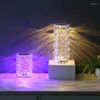 Table Lamps 3/16 Colors LED Crystal Lamp Rose Light Projector Touch Romantic Diamond Atmosphere USB Night For Bedroom