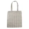 Shopping Bags Large Capacity High Quality Shoulder Bag Fashion Ladies Canvas Linen Plaid Tote Handbag Eco