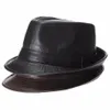 Mistdawn Hoge Kwaliteit Lederen Heren Fedora Trilby Hoed Gentleman Winter Panama Cap1201J