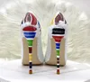 High Classics Women Printed Shoes 8 10 12 CM Designer Dress Shoes Gradient Color Thin Multi Leather Heels Pigalle Woman 5089 509