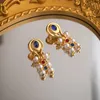 Orecchini a bottone SHANG ZHI HUA Tendenza europea Metallo Alta perla imitazione Moda femminile Gioielli per ragazza in stile retrò francese