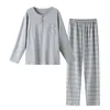 Fashion Autumn Letter Print Pyjamas Set For Men Plaid Pants Pure Cotton Male Sleepwear Big Yards 4xl Home Wear Lounge Nightwear 240131