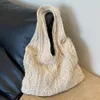 Bolso de hombro de punto de lana para mujer, tela de algodón vintage, bolso de compras para niñas, bolso grande para mujer, bolso de ganchillo 240201
