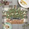 Tappetini da tavolo 1 pezzo Serie Green Lattice Tappetino da pranzo natalizio Decorativo Navidad Elk Pupazzo di neve Albero di Natale Tovaglietta Tazza Sottobicchiere da scrivania