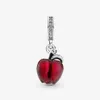 100% 925 Sterling Silver Murano Glass Red Bpple Dangle Charms Fit Original Europeisk charmarmband Fashion Women Wedding Engagemen251B