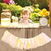 Party Decoration 1set Yellow White Pink Lemon Banner 1st Birthday ONE High Chair Po Background Props Piece Skirt Baby Shower