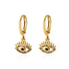 Kolczyki stadnorskie wielokolorowe sześcienne cyrkonowe Złe oko dla kobiet ze stali nierdzewnej losowa dhinestone Dangle Hoop Wedding Jewelry