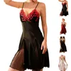 Dames Nachtkleding Dames Open Rug Kanten Stiksels Satijnen Pyjama Nachtjapon Mesh Nachthemd Sexy Dames Lingerie Backless Strap Nachtjapon