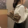 Shoulder Bags Leopard print handbag for women 2023 new autumn haute couture single shoulder underarm bag autumn leopard print pleated womens bagH2422