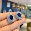 Conjunto de collar y pendientes, anillo con colgante de piedras preciosas de zafiro de imitación Vintage, joyería de boda clásica de Dubái, 3 uds.