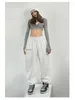 Damenhosen HOUZHOU Hippie Graue Jogging-Jogginghose Frauen Kpop Y2K Harajuku Streetwear Übergroße Sportbahn Kordelzug Baggy-Hose