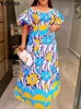 Robes de soirée VONDA Bohème Summer Sundress 2024 Longue Robe Maxi Casual Floral Imprimé Sexy Hors Épaule Vintage Manches Robe Femme