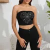 Camisoles Tanks Women's Bustier Crop Top Mesh Corset Push Up Rhinestone Womens Tube Jags Slim Glasses Case Tops for Women