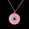 Anhänger Halsketten Juya 18 Karat Echtgold Überzogene Handarbeit Regenbogen Zirkon Emaille Fatima Hamsa Hand Kreuz Türkisch Griechisch Evil Eye Frauen Halskette