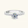 Klusterringar smyoue 0,8ct certifierad d moissanite ring för kvinnor trend glittrande imitation diamantband original sterling silver 925 smycken