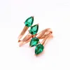 Klusterringar 585 Purple Gold Plated 14k Rose i Fashion Light Luxury Water Drop Green Gem For Women Wedding Engagement Smycken