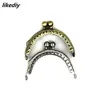 10 PCSLOT 6.5 cm Antik brons Silverstorlek Pärlhuvud Halvcirkelformad metallmynt Purse Frame Kiss Clasp Diy Bag Accessory 240201