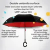 Paraplyer 2024 Fällande långt skaft med dubbla lager Inverterat paraply Vindtätt omvänd C-krok Male Golf för bil